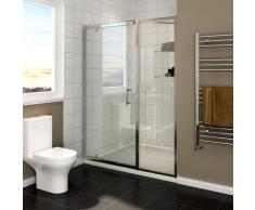SIRHONA Cabine de douche 100 x 185 cm pivotante porte de douche avec étagère en verre