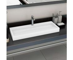 Lavabo 120x46x11 cm Fonte minérale/marbre Blanc