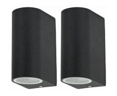 Ensemble de 2 appliques murales extérieures aluminium façades noires lampes Up Down terrasses
