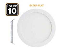 10 Spot Encastrable LED 15W Rond Extra-Plat Blanc Neutre 4500K