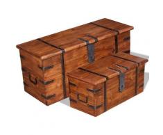 Ensemble de deux coffres de rangement Bois massif