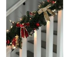 Guirlande de Noël - Rotin de Noël de 8,5 pieds Plantes de vigne de fleurs artificielles de Noël