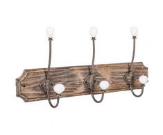 Biscottini - Porte-manteau mural, porte-manteau mural en bois et fer, porte-manteau L80xPR10xH21 cm