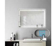 Aica Sanitaire - Miroir salle de bain 100x70cm anti-buée Mural Lumière Illumination avec éclairage