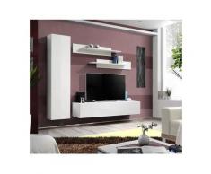 Meuble TV FLY G1 design, coloris blanc brillant. Meuble suspendu moderne et tendance pour votre
