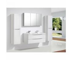 Meuble de salle de bain à suspendre SMILE 1200, blanc-lys - en option miroir et armoire murale: