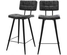 Chaise de bar mi-hauteur capitonnée Texas noire 65 cm (lot de 2) - Noir