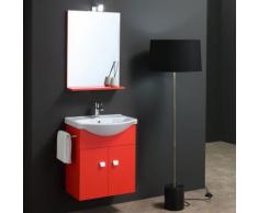 MEUBLE LAVABO SIMPLY 56 CM ROUGE MAT AVEC MIROIR ET APPLIQUE