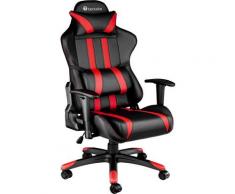 Tectake - Chaise Gamer RACING SPORT avec Coussins - Hauteur Réglable - Inclinable Pivotante Noir /