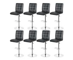 Lot de 8 Tabourets de Bar NOIR en Simili Cuir Chaises Bar Style Contemporain