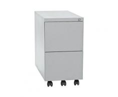 Certeo - QUIPO Caisson roulant en acier - 2 tiroirs pour DS - profondeur 790 mm, gris clair