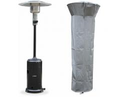 Chauffage d'extérieur gaz 12,5kW - Finland noir- Parasol chauffant réglable, roulettes et housse