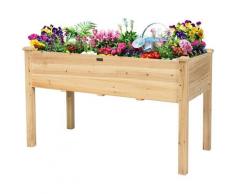 Jardinière Surélevée sur Pieds en Bois, Carré Potager de Jardin Rectangulaire pour Extérieure, Lit