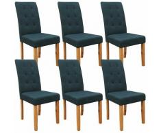 BOSTON - Lot de 6 Chaises Bleu Pétrole Capitonnées - Bleu Pétrole