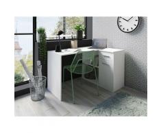 Bureau d'angle pour ado ou enfant. Bureau BILAN coloris blanc style contemporain. - Blanc