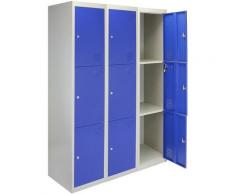 Monster-shop - 3 x MonsterShop Métal casiers 3 portes de stockage, Flatpack Bleu et gris en métal
