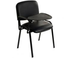 6 Chaises Rembourrées empilables en Cuir Synthétique NOIR – Bureau salle conférence avec Tablette