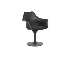 Chaise Tulipe pivotante - Simili Cuir - Coque Noire Noir