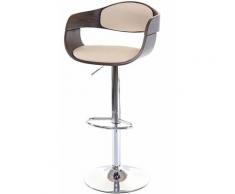 Tabouret de bar HHG-048, chaise de bar, bois courbé, design rétro ~ gris, similicuir couleur crème