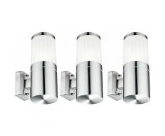 Lot de 3 appliques murales d'éclairage extérieur en acier inoxydable abat-jour spots E27 ondulés