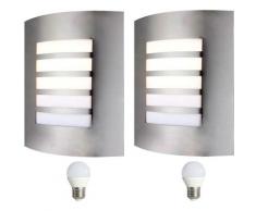 2 Réglez appliques en acier inoxydable extérieurs lampes du jeu y compris LED Leuchtmittel