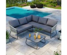 Salon de jardin design avec cordes aluminium - Gris - intérieur/extérieur - Utah - Gris