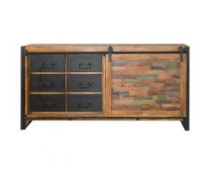 Made In Meubles - Buffet industriel porte coulissante - Bois coloré