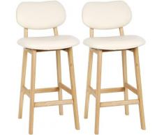 Tabouret de bar Tabouret de bar en bois avec dos Tabouret Tabouret de comptoir simili cuir blanc