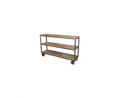 M&s - Etagère industrielle sur roues 140x35x85 cm en manguier et métal
