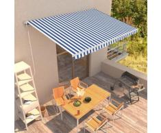 Auvent rétractable automatique 450x300 cm Bleu et blanc