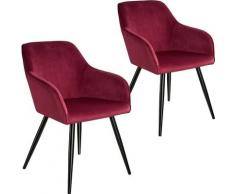 Tectake - Lot de 2 chaises velours MARILYN pieds noirs - chaise de salle à manger, chaise de