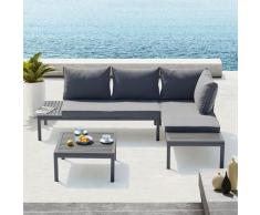 Lolea - Salon de jardin aluminium et acier Gris Foncé