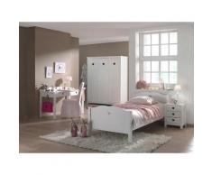 Pack - Lit Enfant, Chevet, Armoire & Bureau amori Blanc - Paris Prix