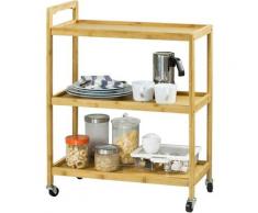 Sobuy - Chariot de Service 3 tablettes, Desserte de Cuisine sur roulettes en Bambou FKW34-B-N ®