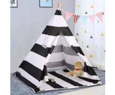 Unho - Tipi Enfant Exterieur Interieur avec Tapis Tente Anti UV Bébé Couleur Zèbre Cabane Chambre
