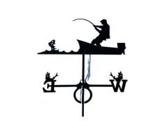 Outils Et Nature - Girouette Pêcheur sur son bateau en fer forgé grand modèle