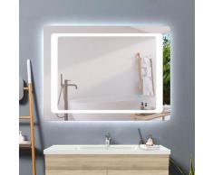 Acezanble - 100 x 60 cm miroir salle de bain avec anti-buée, miroir LED horizantal ou vertical,