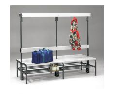 Banc pour vestiaire en acier, pour environnements humides - h x p 1600 x 695 mm - L 1500 mm, avec