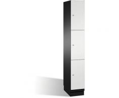 CP Armoire à casiers CAMBIO avec portes en acier - 3 casiers, largeur 300 mm - corps gris