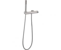Combi douche mécanique rond chromé avec douchette et flexible - Chromé