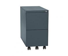 Certeo - QUIPO Caisson roulant en acier - 2 tiroirs pour DS - profondeur 790 mm, gris basalte
