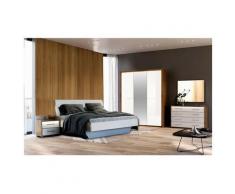 Azura Home Design - Chambre Niko , blanc laqué et chêne clair 160x200 cm - ARMOIRE: avec armoire