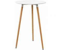 Table de bar comptoir de bar ronde en design rétro MDF 70 cm blanc - Blanc