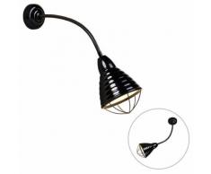 Applique Industrielle à Bras Flexible Noir - Manhattan Qazqa Industriel, Rustique Luminaire