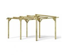 MADEIRA- Carport en bois traité autoclave, 1 voiture, 15.36 m² - pergola en pin sylvestre- arche de
