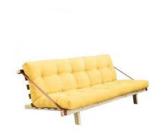 Banquette futon JUMP en pin massif coloris jaune couchage 130 cm. - jaune