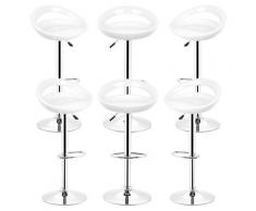 6PCS Tabouret haut pour bar et cuisine tournant réglable en hauteur pivotant avec repose-pieds