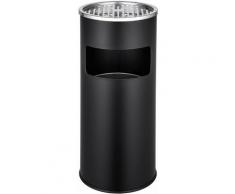 Cendrier Extérieur Intérieur sur Pied Poubelle 12 L en Acier Noir