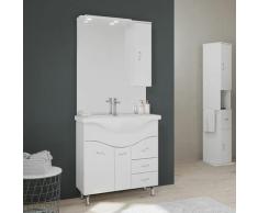 MEUBLE-LAVABO SALLE DE BAINS 86 CM, MIROIR-ARMOIRE COULEUR BLANC