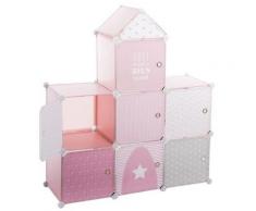 Armoire de 7 cubes coloris rose en Polyéthylène - Dim : L111 x l129,5 x H39 cm -PEGANE-